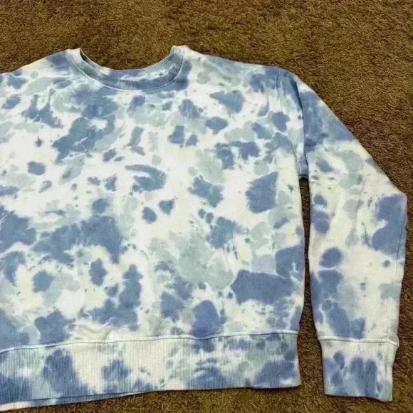 Time And Tru Women’s Blue White Tie-Dye Long Sleeve Top, size L (12-14) - Picture 3 of 7
